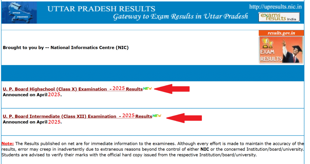 UP Board High School & Intermediate Result 2025